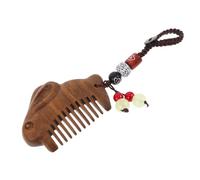 FRCOLOR Carved Sandalwood Hair Comb Mini Portable Pendant Keychain Bag Charm with Intricate Oriental Design for Women Tiny Wooden Comb Ornament for Home Salon and Travel Use