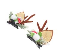 FRCOLOR Cat Ears Reindeer Antlers Hair Accessories 1 Pair Cute Hair Clips for Christmas Parties for Girls Pom Poms