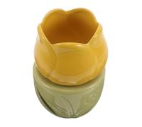 FRCOLOR Ceramic Aromatherapy Essential Oil Diffuser Tulip Shaped Heatproof Burner with Easy Cleaning Feature Modern Art Floral Design for Office and Living Spaces