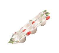 FRCOLOR Ceramic Egg Organizer with 6-Hole Capacity and Strawberry Pattern, Multipurpose Under-Glaze Tray for Kitchen and Fridge Storage