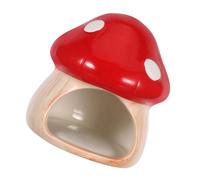 FRCOLOR Ceramic Mushroom House Aquarium Decor Naturalistic Fish Tank Cave Hideout for Betta Goldfish Shrimp with Multiple Entry Points Water-resistant Red Habitat