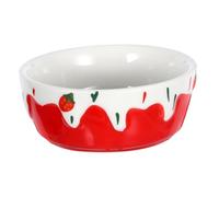 FRCOLOR Ceramic Small Animal Food Bowl Anti-spill Hamster Dish for Guinea Pigs Chinchillas Hedgehogs Rabbits Decorative and Spillproof Pet Feed Plate in Red Small