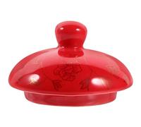 FRCOLOR Ceramic Tea Cup Lid Ceramic Cover for Teapot Design Smooth Edges Easy to Use Red Family Party