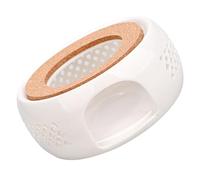 FRCOLOR Ceramic Teapot Warmer and Stable Wooden Base with Non- Bottom Beautiful and Ingenious Tea Candle Holder for Stove Top Kettle Heating at Home