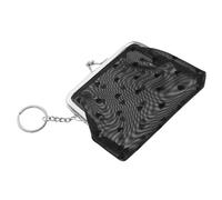 FRCOLOR Change Purse Coin Purse Card Holder with Key Ring Small Wallet for Students 4-inch Short Wallet Black Heart Design