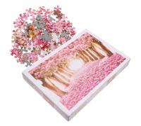 FRCOLOR Cherry Blossom Jigsaw Puzzle for Adults Precise Color and Cutting Accuracy Fun Oil Painting Design Pink Scenic Puzzle for Relaxing Family and Friends Entertainment
