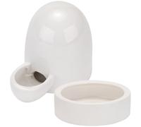 FRCOLOR Chicken Feeder Drinker Bowl Ceramic Poultry Water Dispenser with Two-Piece Set Feeder and Waterer for Quail Chick Hen Farming