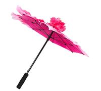 FRCOLOR Children’s Peony Dance Cloth Umbrella Prop, Decorative Performance Fabric Parasol, 60cm Pink Handheld Stage Flower Umbrella for Boys and Girls Photography and Dance Shows