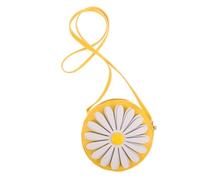 FRCOLOR Children's Crossbody Bag for Little Girls, Cute Daisy Pattern Pu Leather Purse, Yellow Change Wallet Adjustable Strap for Preschool and Outdoor Activities