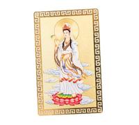 FRCOLOR Chinese Feng Shui Amulet Card Guanyin Gold Blessing Card Religious Buddhist Luck Amulet for Protection and Success, Traditional Car and Wallet Accessory for Women