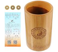 FRCOLOR Chinese-style Divination Game Bamboo Pot Set with 3 Large Copper Coins and Bamboo Fortune-telling Bucket for Traditional Chinese Fortune Coin Divination and Spiritual Practice