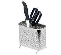 FRCOLOR Chopstick Holder Kitchen Utensil Holder Stainless Steel Sub-grid Storage Design Easy to Drain Practical Silver Fresh Stylish Organizer for Kitchen