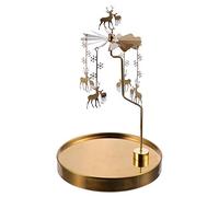 FRCOLOR Christmas Carousel Candle Holder Tea Light Holder Metal Rotary Spinning Candle Cup EIK Metal Candlestick for Party Home Office Festival