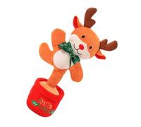 FRCOLOR Christmas Light-up Plush Singing Dancing Reindeer for Holiday Bedroom Decor Festive Soft Musical Family Celebration