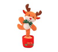 FRCOLOR Christmas Plush Singing Dancing Reindeer for Light-up Soft Holiday Decoration Interactive Talking Gingerbread Man with Repeat Function Festive Home Ornament for Xmas Party
