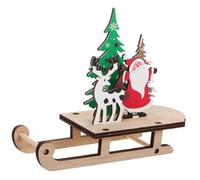 FRCOLOR Christmas Sled Ornaments Miniature Wooden Sleighs Decor Handpainted Snowman Reindeer Tabletop Decoration for Tree Shelf Holiday Display Compact Lightweight Xmas