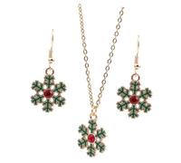 FRCOLOR Christmas Snowflake Jewelry for Women and Festive Snowflake Pendant Necklace with Dangle Earrings Colorful Holiday Sweater Chain Elegant Winter Party Accessories