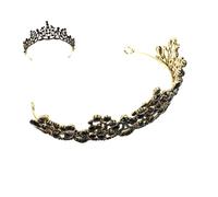 FRCOLOR Classic Black Bridal Wedding Headdress Vintage Baroque Crown Headpiece for Girls Ladies and Bridesmaids