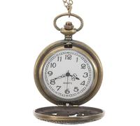 FRCOLOR Classic Quartz Pocket Watch Retro Hollowed-Out Vintage Zinc Alloy Necklace for Men Women with Flip Cover Suitable for Daily Wear and