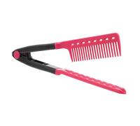 FRCOLOR Clip-on V-Shaped Hair Styling Comb DIY Salon Hairdressing Comb for Hair Straightening and Messy Fixing Portable Easy-to-Clean Straightener Black Rose Red