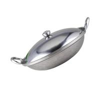FRCOLOR Cm Alcohol Stove Pan Stainless Steel Hot-Pot Holder with Lid Double Handle Cooking Pot for Bar and Outdoor Seafood Cooking