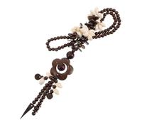 FRCOLOR Coconut Shell Beads Necklace Handmade Beach Flower Pendant Long Necklace for Women Lightweight Ethnic Boho Jewelry for Daily Wear Unique Charm and Style