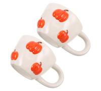 FRCOLOR Coffee Mugs Fall Cups 2 Pcs Ceramic Pumpkin Shaped with Comfortable Grip and Versatile Drinkware for Breakfast and Afternoon Breaks for Halloween and Autumn Decor
