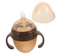 FRCOLOR Colic Newborn Bottle Silicone Milk Bottle with Soft Nanometer Silver Nipple Breathable for Newborns and Boy Girl Durable and Comfortable Grip Coffee Brown