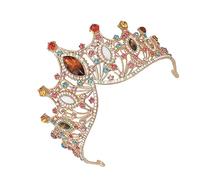 FRCOLOR Colorful Baroque Diamond Crown Wedding Tiara for Women Bride Headpiece Elegant Prom Queen Halloween Decor