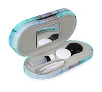 FRCOLOR Contact Lens and Glasses Case Dual Layer with Mirror and Tweezer Slot Compact Portable for Travel and Daily Activities