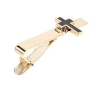 FRCOLOR Copper Cross Tie Clip Sleek Minimalist Metal Tie Clip Strong Gold and Black Finish Elegant Men's Accessory for Baptism and Special Occasions