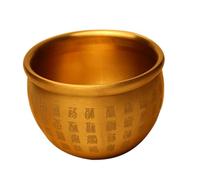 FRCOLOR Copper Desktop Wealth Bowl Decorative Treasure Basin for Home and Office Desktop Decoration with Vintage Creative Design and Traditional Chinese Style