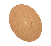 FRCOLOR Cork Turntable Mat Vinyl Record Protective Pad Vibration Slipmat for Record Players Disc Cushion with Groove Natural Wood Color