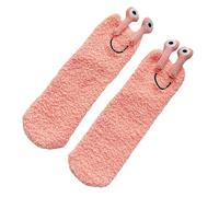 FRCOLOR Cozy Coral Fleece Slipper Socks for Women Fluffy Non Slip Warm Winter Socks Cartoon Design for Fall and Cold and Friends