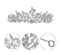 FRCOLOR Craftsmanship Crystal Glass Crown Bridal Wedding Hair Accessory Unique Headwear for Birthday Christmas Cosplay