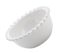 FRCOLOR Creative Ceramic Dessert Bowl with Pearl Relief Design Stable Flat Bottom Food Serving Plate for Salad Fruit Soup and Snacks White Elegant Tableware for Dining and Home Use