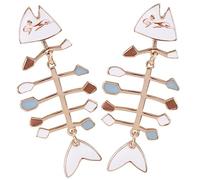 FRCOLOR Creative Fish Bone Drop Earrings for Women Unique Enamel Dangle Jewelry Funny Fashion Accessories for Daily Wear Parties Dating and Gifts