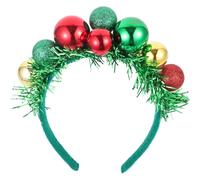 FRCOLOR Creative Headband Christmas Ball Ornaments and Lovely Hairbands for Christmas Party Headdresses and Xmas Costume Props Featuring Green Crape and Festive Hair Accessories