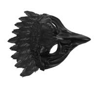 FRCOLOR Crow Mask for Halloween and Masquerade with Bird Beak Design, Black Pu Material, Handcrafted Detailing, Suitable for Animal Theme and Carnival Parties, Unique Artistic Touch
