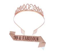 FRCOLOR Crown Belt Sash for Birthday Parties Elegant Party Favors Crystal Hair Comb Included