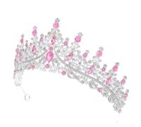 FRCOLOR Crown Hair Accessory Crown Headband for Party Wedding Tiara Headband Tiara Crown Birthday Accessories for Women Bridal Headpiece Birthday Outfits for Women Pink Rhinestone