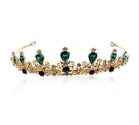 FRCOLOR Crown Hair Clasp Bride Headpieces for Wedding Glitter Hair Accessories Green Rhinestone Crown Headband Medium Olive Green Alloy