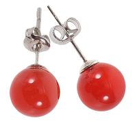FRCOLOR Crystal Ball Earrings Red Agate Hypoallergenic Studs Lightweight Jewelry for Women Daily Wear Parties Ceremonies Gift