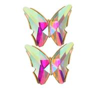 FRCOLOR Crystal Butterfly Shoe Buckle Clips with Ab Color Changing Crystals Plated Base Shoe Decoration Accessories for Bridal Wedding and DIY Fashion Elegant Sparkling Charms