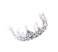 FRCOLOR Crystal Crown Icicle Shape Bride Crown Silver Crystal Elegant Headdress Hair Accessories for Women Birthday Cake Decoration