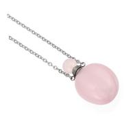 FRCOLOR Crystal Essential Oil Diffuser Pendant Necklace Natural Healing Perfume Bottle with Rose Quartz for Aromatherapy Meditation and Chakra Protection Gift for Women