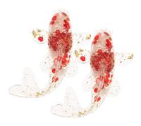 FRCOLOR Crystal Koi Fish Figurine 2 Pcs Fish Ornament for Desk Decorative Red Crystal Resin Epoxy Statue for Home Office