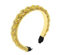 FRCOLOR Crystal Rhinestone Headbands for Women and Non Slip Wide Braid Hairband with Vintage Yellow Gems Lightweight Comfortable Fit for Party Holiday Birthday and Daily Wear