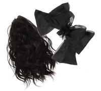FRCOLOR Curly Faux Ponytail Extension Hairpiece Bow for Women Messy Bun Clip 20-inch Long Synthetic Wave Hair Accessories for Thin Hair
