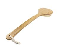 FRCOLOR Curved Long Handle Bath Brush with Non Slip Bamboo Handle and Natural Bristle for Massage Exfoliation Durable Eco Scrubber Suitable for Men and Women S